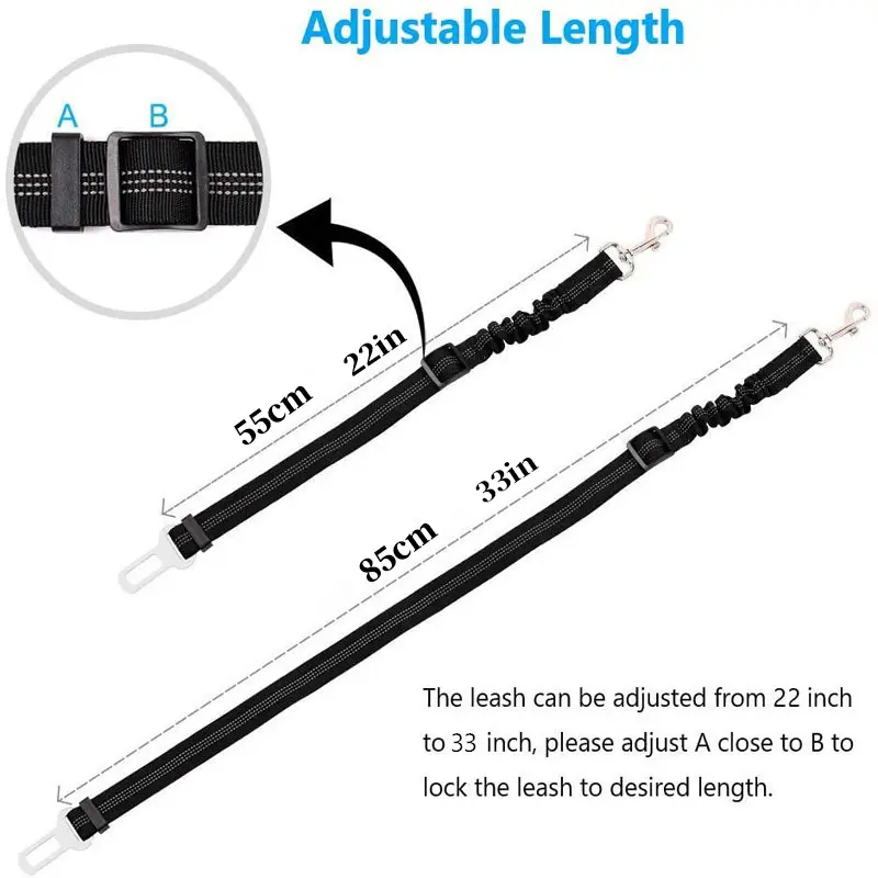 Elastic Nylon Dog Seat Belt For Small Large Dogs Adjustable Reflective Durable Lead Puppy Travel Car Safety Rope