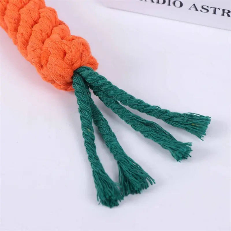 1Pcs Carrot Dog Bite Rope Pet Dog Toys Safe Durable Braided Bite Dog Chew Toys Resistant Puppy Molar Cleaning Teeth Cotton Rope