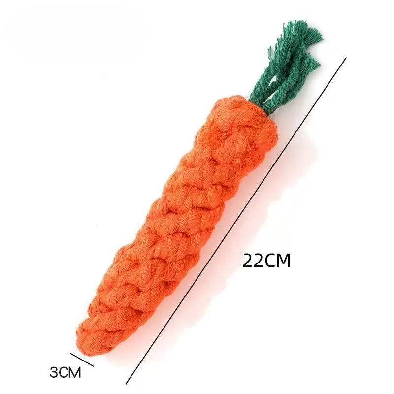 1Pcs Carrot Dog Bite Rope Pet Dog Toys Safe Durable Braided Bite Dog Chew Toys Resistant Puppy Molar Cleaning Teeth Cotton Rope
