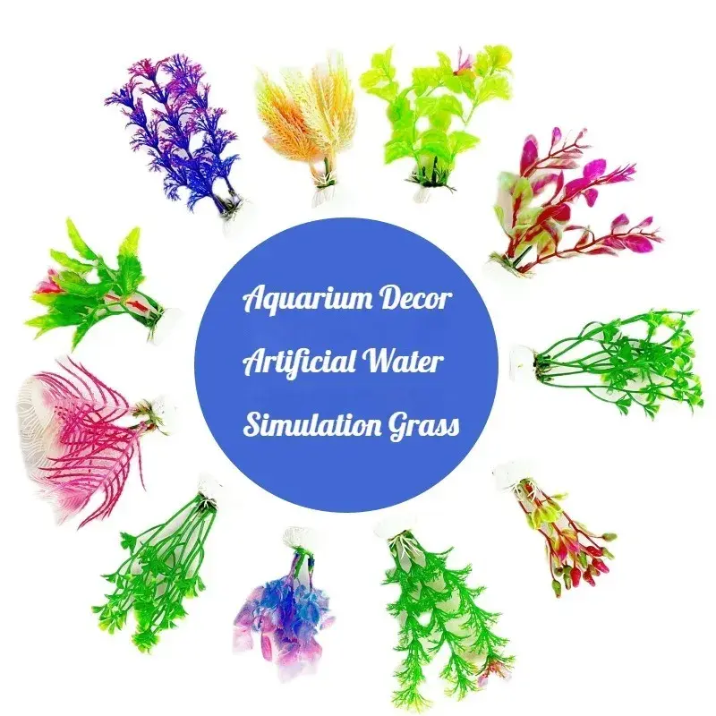 Aquarium Decor Artificial Water Weeds Lucky Bamboo Ornament Aquatic Plant Fish Tank Grass Decoration Accessories