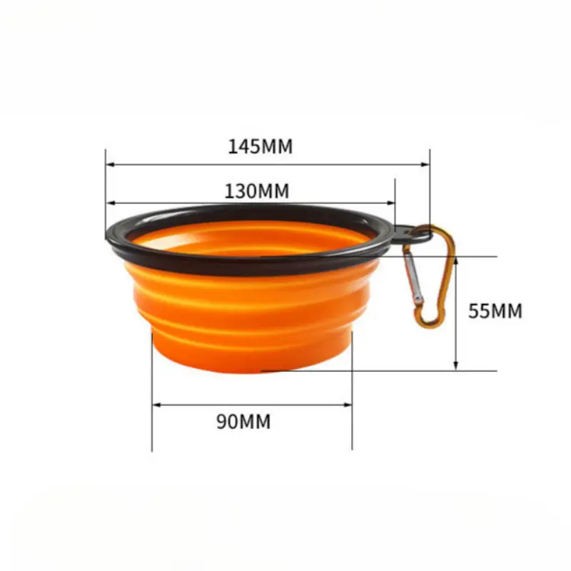 Folding Portable Silicone Dog Feeder Bowl 2 In 1 Pet Dispenser Outdoor Travel Dog Cat with Carabiner Bottle Food Water Container