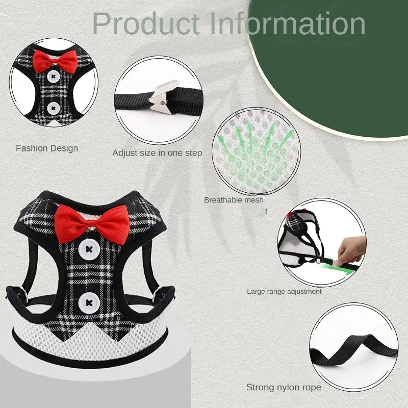 Elegant Bow Dog Collars Necktie Traction Rope Christmas Pet Harness for Small Medium Dogs Cat Chest Strap Dog Accessories Gifts