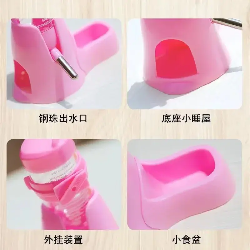 Hamster Toys Water Feeder Small Animals Automatic Dispenser Water Bottle Bowls Dish with Food Container for Guinea Pig Rat