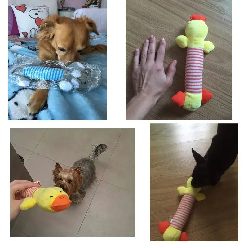 Popular Pet Dog Cat Funny Fleece Durability Plush Dog Toys Squeak Chew Sound Toy Fit for All Pets Elephant Duck Pig Plush Toys