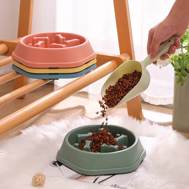 Pet Cat Dog Slow Food Bowl Fat Help Healthy Round Anti-choking Thickened and Non-slip Multiple Colors Shapes Dog Accessories