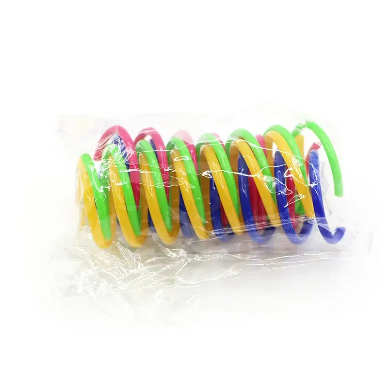10Pcs Spring Tube Cat Interactive Toys Catnip Kitten Playing Toys Plastic Spring Toys Pet Training Toy Multicolor Pet Supply