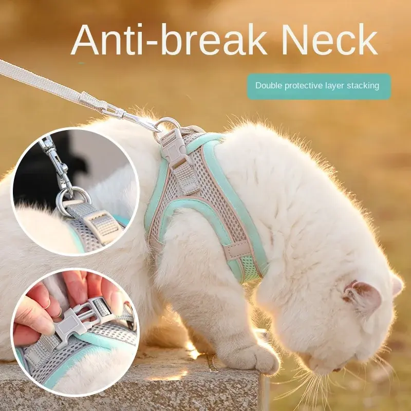 Dog Cat Harness Vest Chest Rope Set Reflective Breathable Adjustable Pet Harness for Small Medium Dogs Outdoor Walking