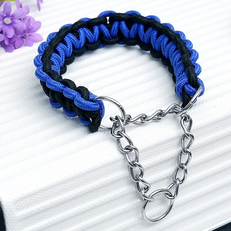 1.3m Durable Nylon Dog Collar Leash Set Traction Rope Medium Big Dog Walking Accessories Labrador Husky P-Chain Dog Harness