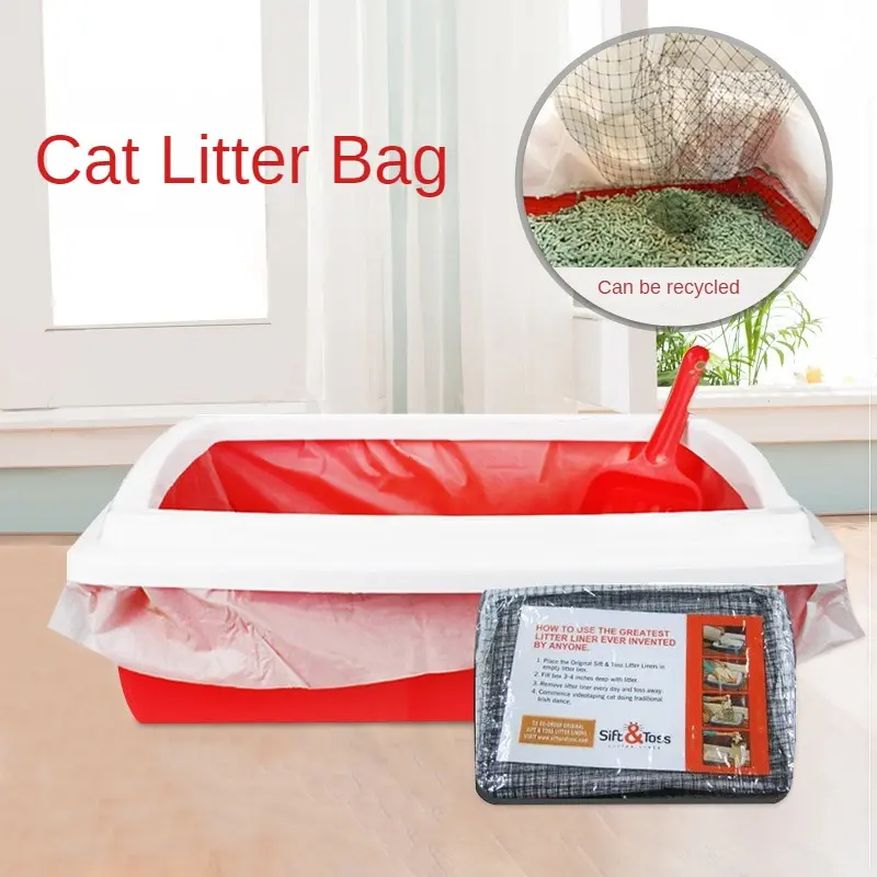 Sifting Cat Litter Bags Litter Box Liner Quick Clean for All Cat Litter Boxes 10 Pack Cat Poop Net Bags Disposable Pet Waste Bag