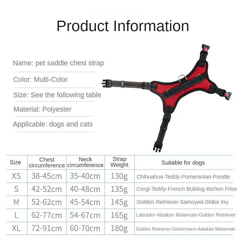 Dog Harness Durable Reflective Adjustable Pet Dog Harness for Dogs Pet Walking Harness for Small Medium Large Pets Accessories