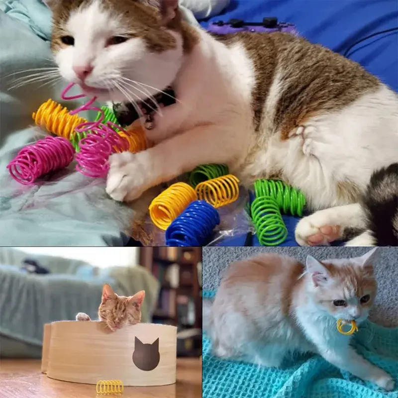 8/12pcs Cat Toys Interactive Wide Durable Heavy Gauge Pet Kitten Colorful Springs Cat Toy Coil Spiral Springs Dog Toys