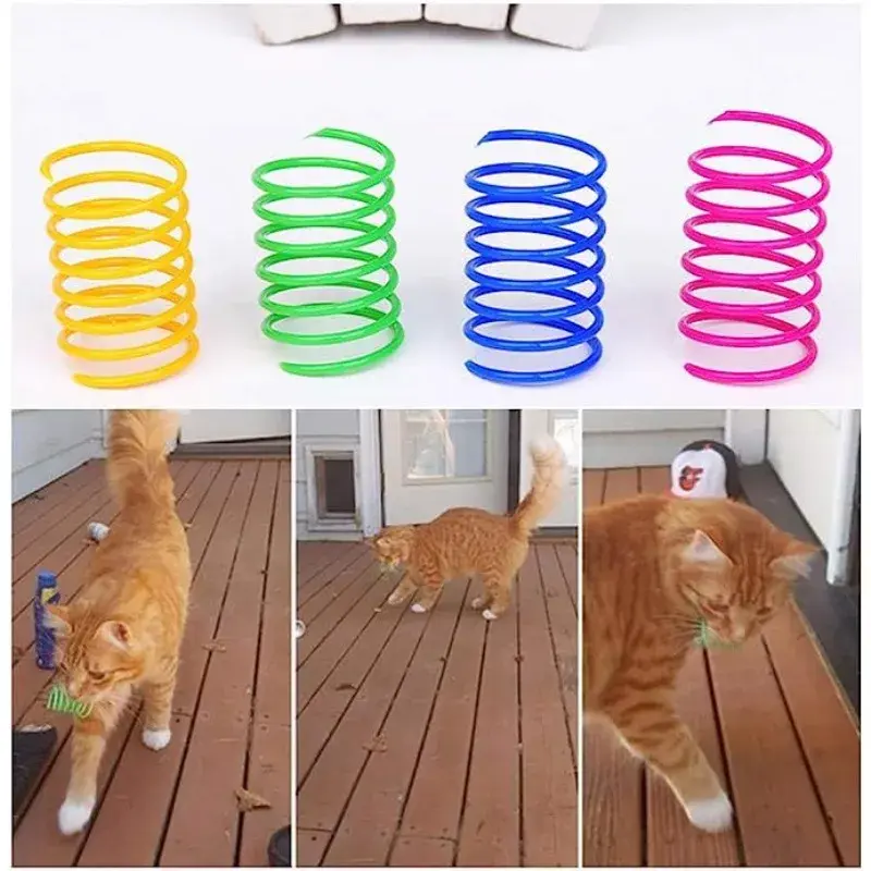 8/12pcs Cat Toys Interactive Wide Durable Heavy Gauge Pet Kitten Colorful Springs Cat Toy Coil Spiral Springs Dog Toys