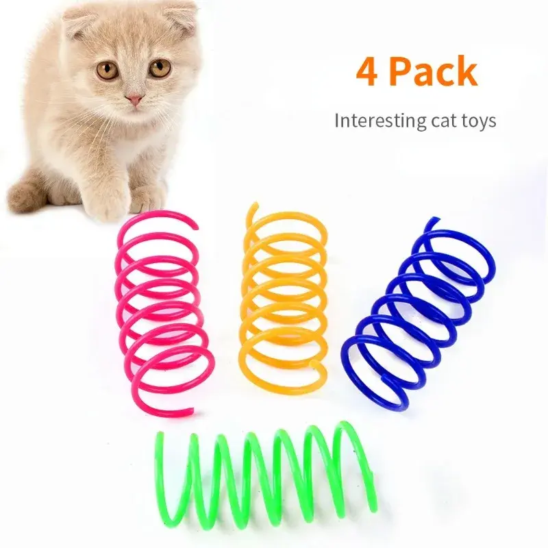 8/12pcs Cat Toys Interactive Wide Durable Heavy Gauge Pet Kitten Colorful Springs Cat Toy Coil Spiral Springs Dog Toys