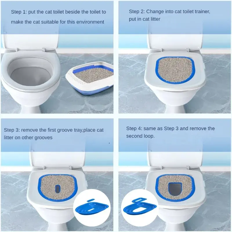 2023 Plastic Cat Toilet Training Kit Reusable Puppy Cat Litter Mat Cat Toilet Trainer Toilet Pets Cleaning Cats Training Product