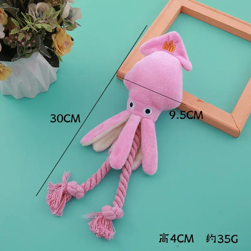 Pet Plush Toy for Small Large Dogs Cats Molar Training Squeaky Toys Octopus Shape Interactive Cotton Rope Toy Dog Accessories