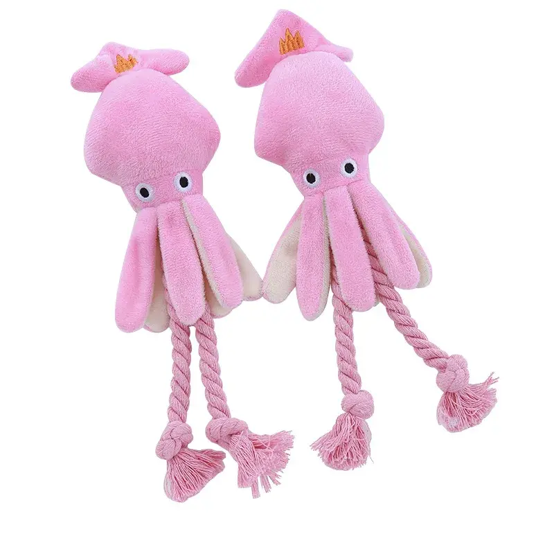 Pet Plush Toy for Small Large Dogs Cats Molar Training Squeaky Toys Octopus Shape Interactive Cotton Rope Toy Dog Accessories