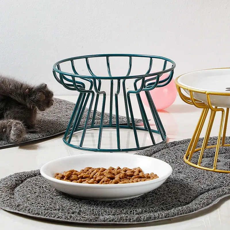 Ceramic Raised Pet Bowl Food Water Treats for Cats &amp.Dogs Supplies Outdoor Feeding Drinking Accessories Doggie Cat Stand Bowl