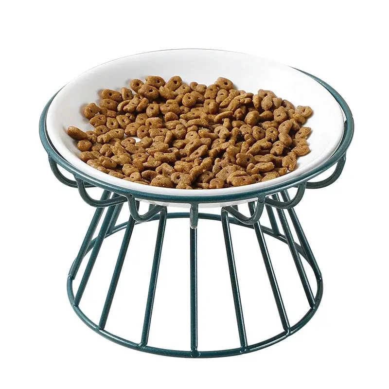 Ceramic Raised Pet Bowl Food Water Treats for Cats &amp.Dogs Supplies Outdoor Feeding Drinking Accessories Doggie Cat Stand Bowl