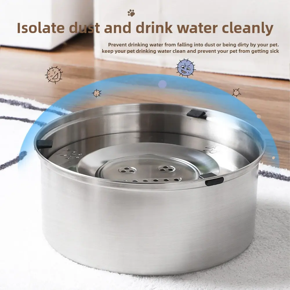 Big Capacity 304 Stainless Steel Dog Floating Bowl No Spill Anti-Splash Dog Cat Water Dispenser Non-Slip Pet Water Feeder Bowl