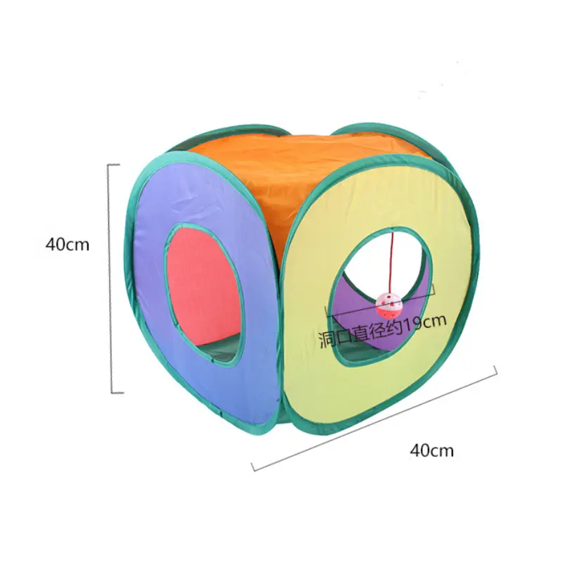 Fun Cat Tunnels Inside Foldable Cube Cat Tent Kitten Toy Tent House Interesting Pet Tunnel Toy Small Dog Playing Training