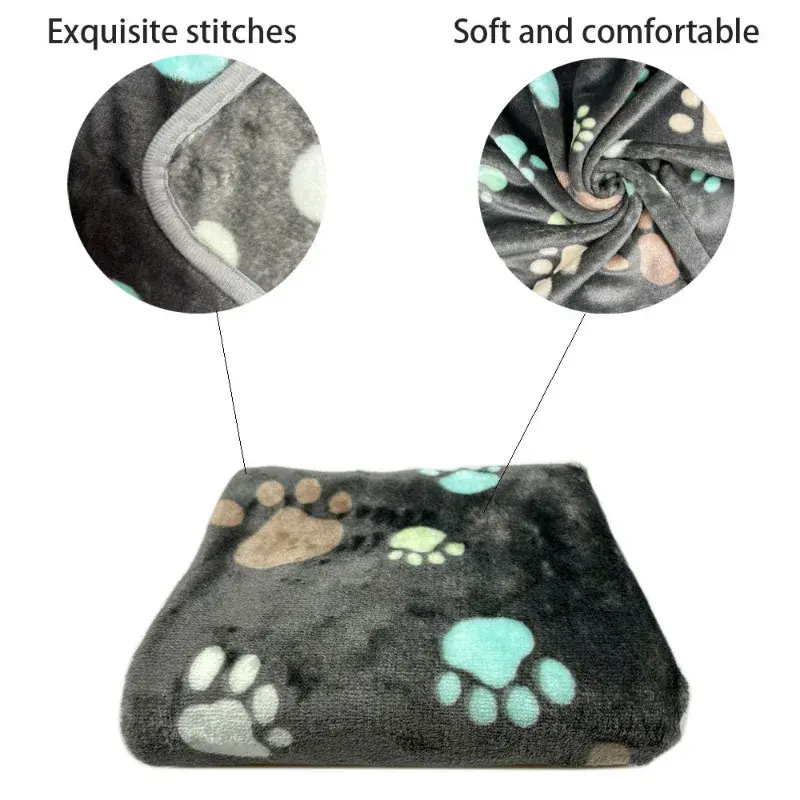 Soft Fluffy High Quality Pet Blanket Cute Cartoon Pattern Pet Mat Warm and Comfortable Blanket for Cat Dogs