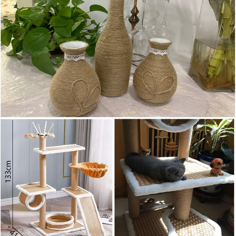 DIY Cat Scratcher Rope Twisted Jute Rope Replacement Cat Tree Scratching Toy Cat Climbing Frame Binding Rope