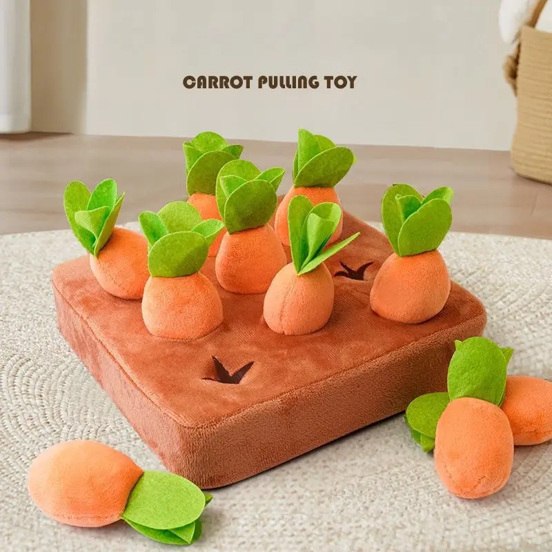 Innovative Dog Toys Snuffle Mat for Pet Plush Carrot Toy Mat Plush Vegetable Field Pull Radish Plush Carrot Dog Interactive Toys