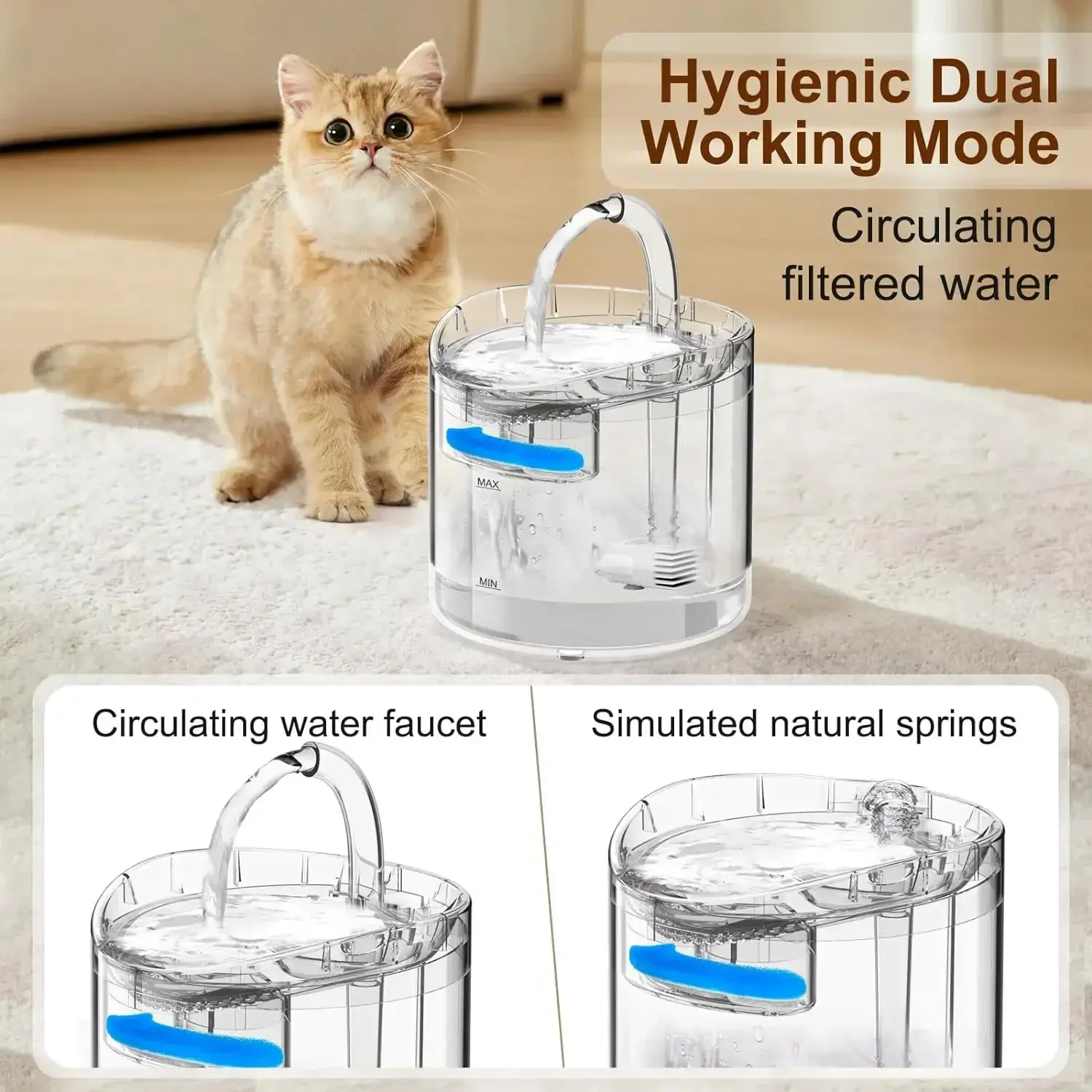 Cat Water Feeder Water Faucet Fountain Food Grade Transparent Plastic Dog Water Dispenser for Cat Pet Drinker Cat Fountain