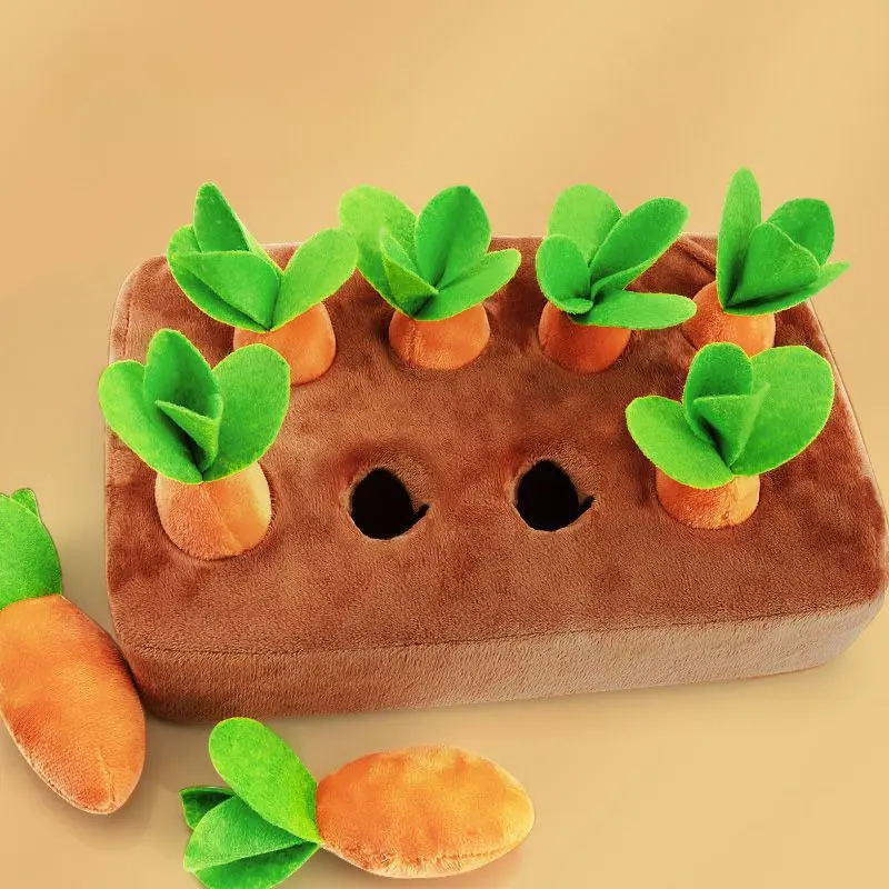 Innovative Dog Toys Snuffle Mat for Pet Plush Carrot Toy Mat Plush Vegetable Field Pull Radish Plush Carrot Dog Interactive Toys