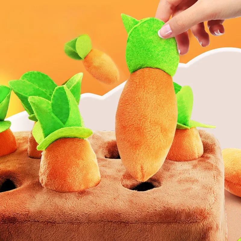 Innovative Dog Toys Snuffle Mat for Pet Plush Carrot Toy Mat Plush Vegetable Field Pull Radish Plush Carrot Dog Interactive Toys