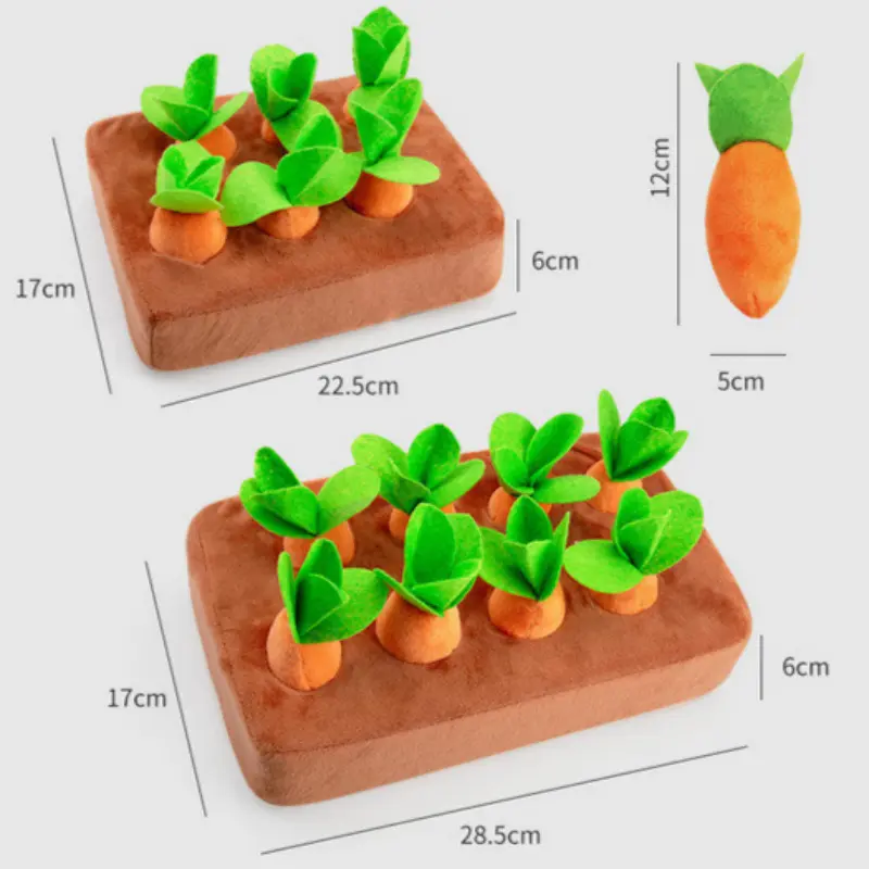 Innovative Dog Toys Snuffle Mat for Pet Plush Carrot Toy Mat Plush Vegetable Field Pull Radish Plush Carrot Dog Interactive Toys