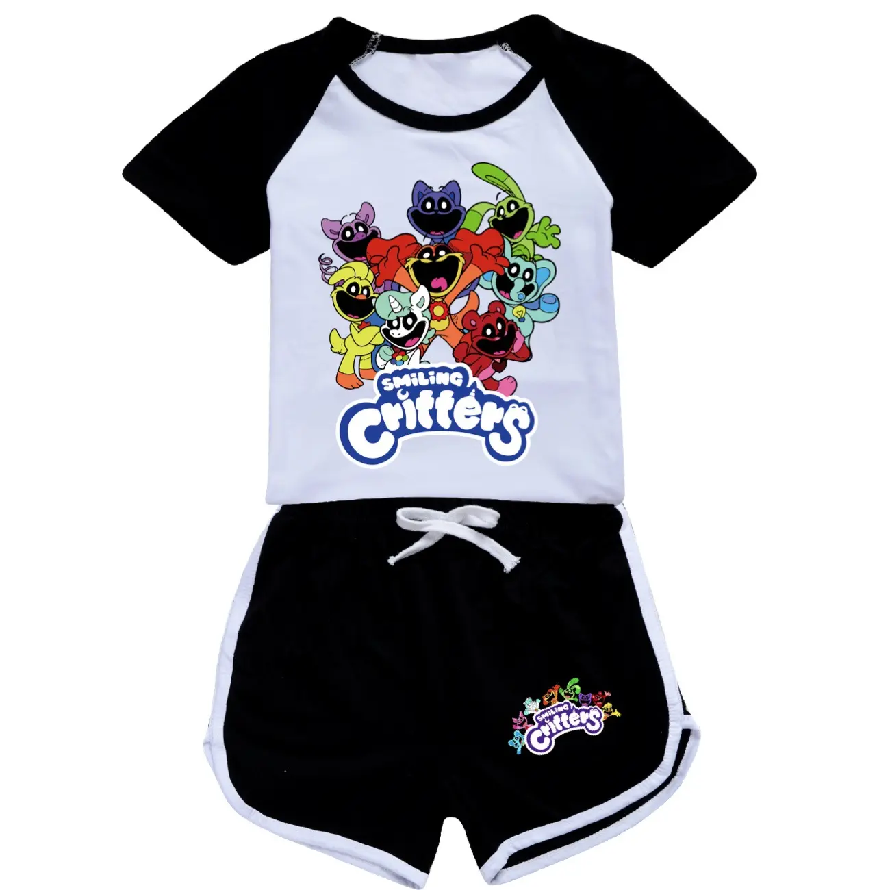 Kids Clothes Smiling Critters Children Tracksuits Pajamas Suit Summer Boys Girls Casual T-shirt+Short Pants Sport Outfits 4-16Y