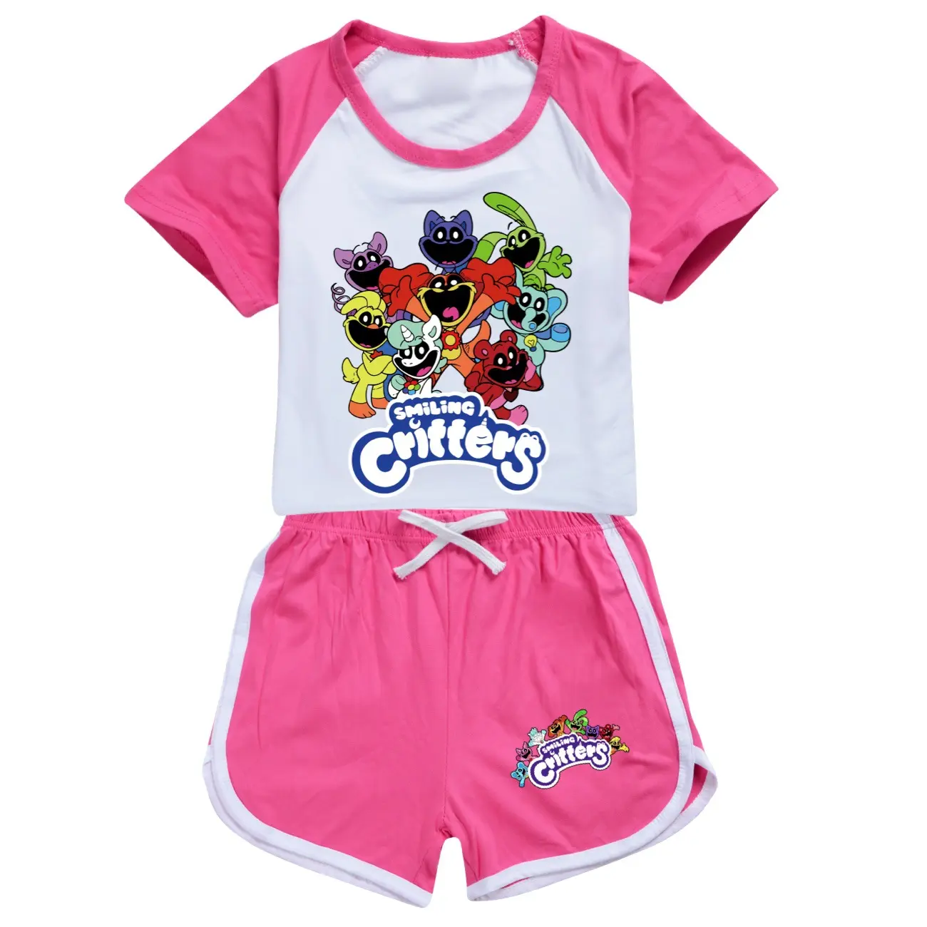 Kids Clothes Smiling Critters Children Tracksuits Pajamas Suit Summer Boys Girls Casual T-shirt+Short Pants Sport Outfits 4-16Y