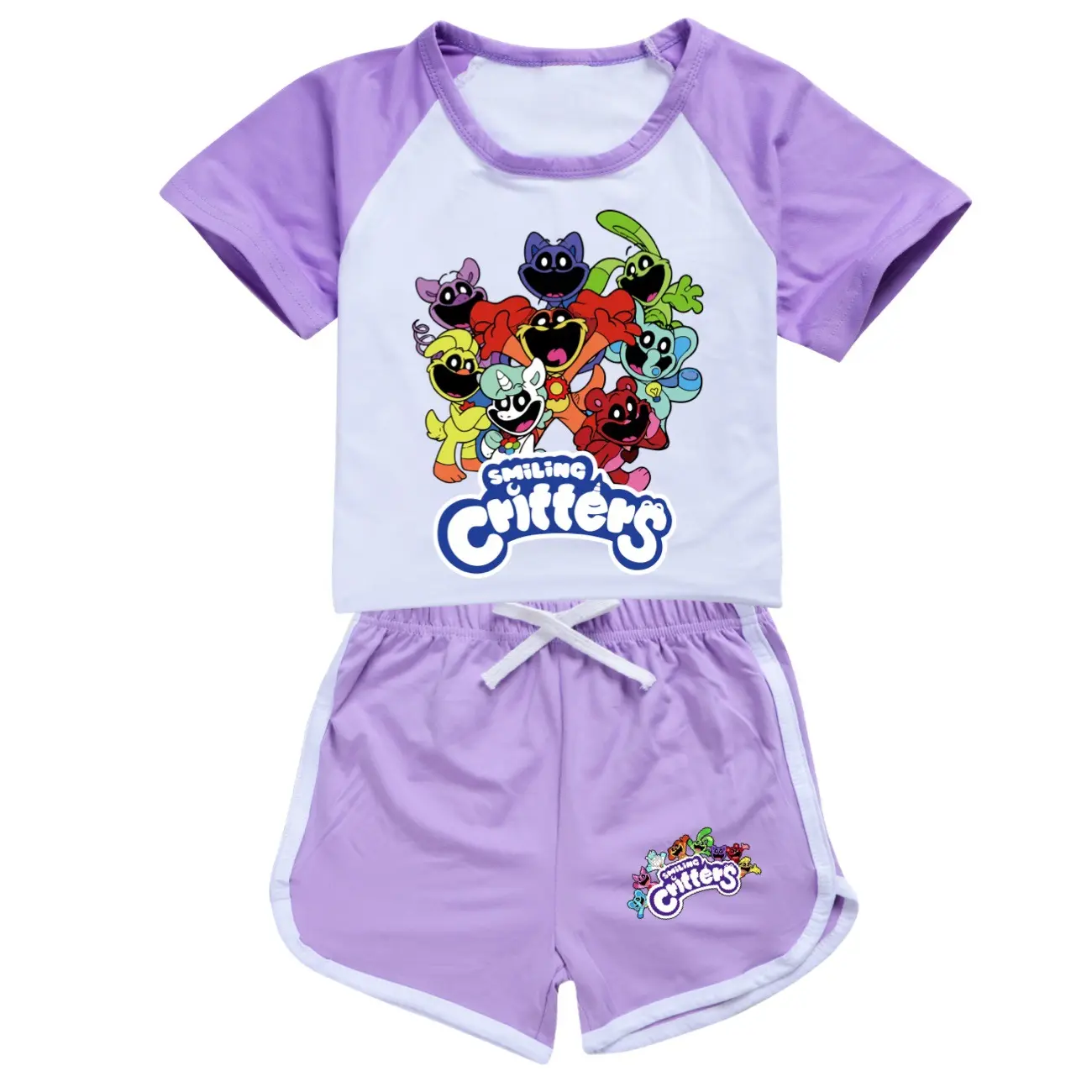 Kids Clothes Smiling Critters Children Tracksuits Pajamas Suit Summer Boys Girls Casual T-shirt+Short Pants Sport Outfits 4-16Y
