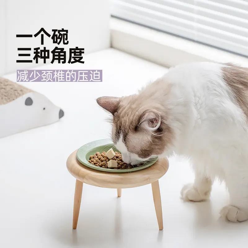Pretty Ceramic Oak High Shelf Tableware Set Puppy Double Food Bowl Small Dog Water Bowl Stand Cat Pink Feeder Pet Supplies