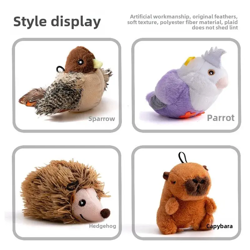 Interactive Cat Toys Flying Bird Cat Toy Flapping Wings Sparrow Catnip Toys Vivid Chirpi]ng Simulation Bird Interactive Cat Toy