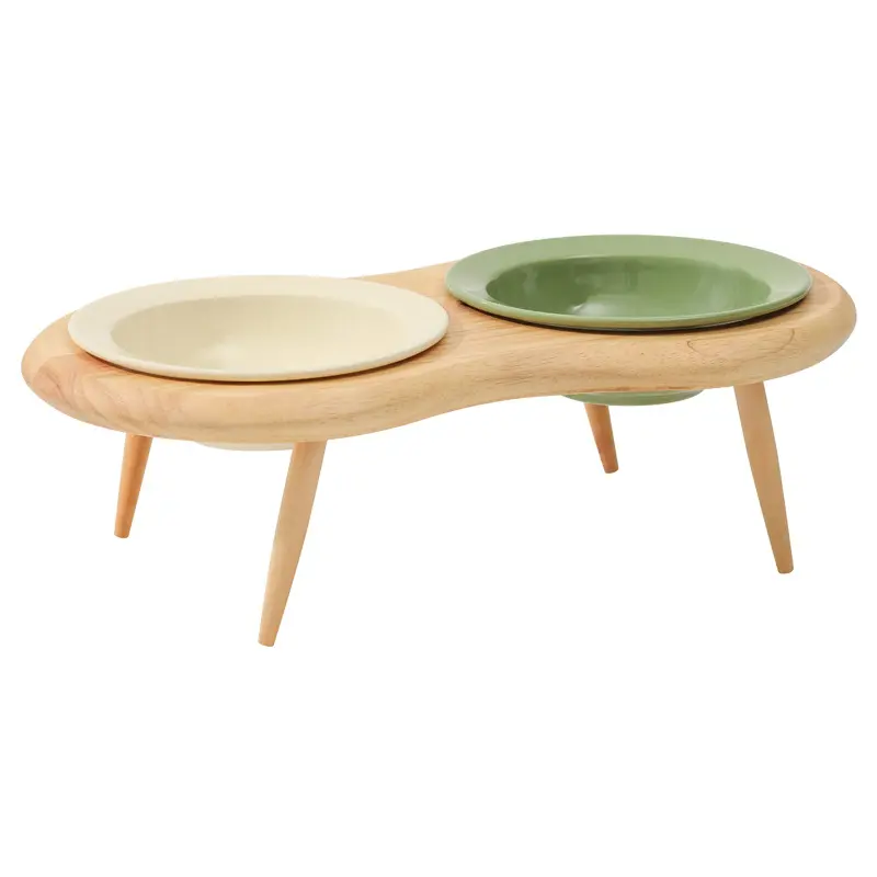 Pretty Ceramic Oak High Shelf Tableware Set Puppy Double Food Bowl Small Dog Water Bowl Stand Cat Pink Feeder Pet Supplies
