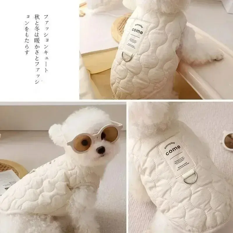 Cat Dog Autumn/winter Vest Warm Velvet Thick Vest Teddy Small And Medium Sized Dog Traction Buckle Dog Pet Clothing Pet Supplies