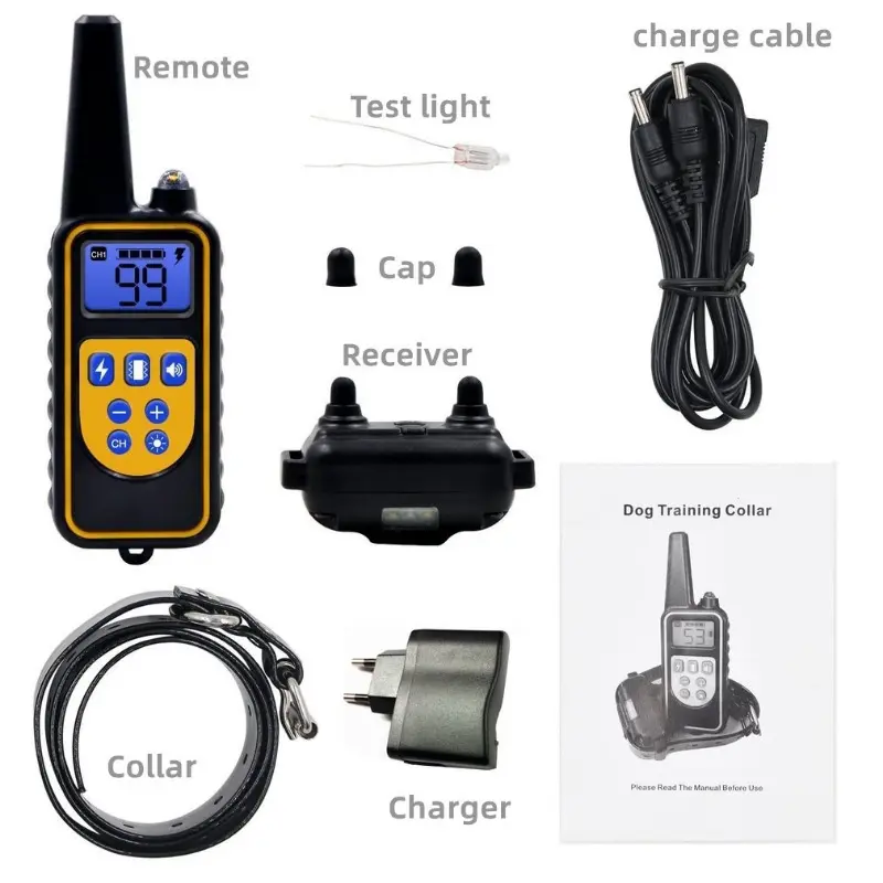 Electric Dog Training Collar Waterproof Dog Bark Collar Pet With Remote Control Rechargeable Anti Barking Device All Size Dogs