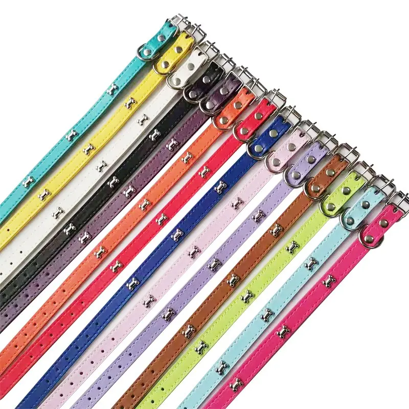 Bone Leather Durable Pet Dog Collars Puppy Pug Collars for Small Large Dog Chihuahua Cat Accessories Pet Collar for Small Dogs