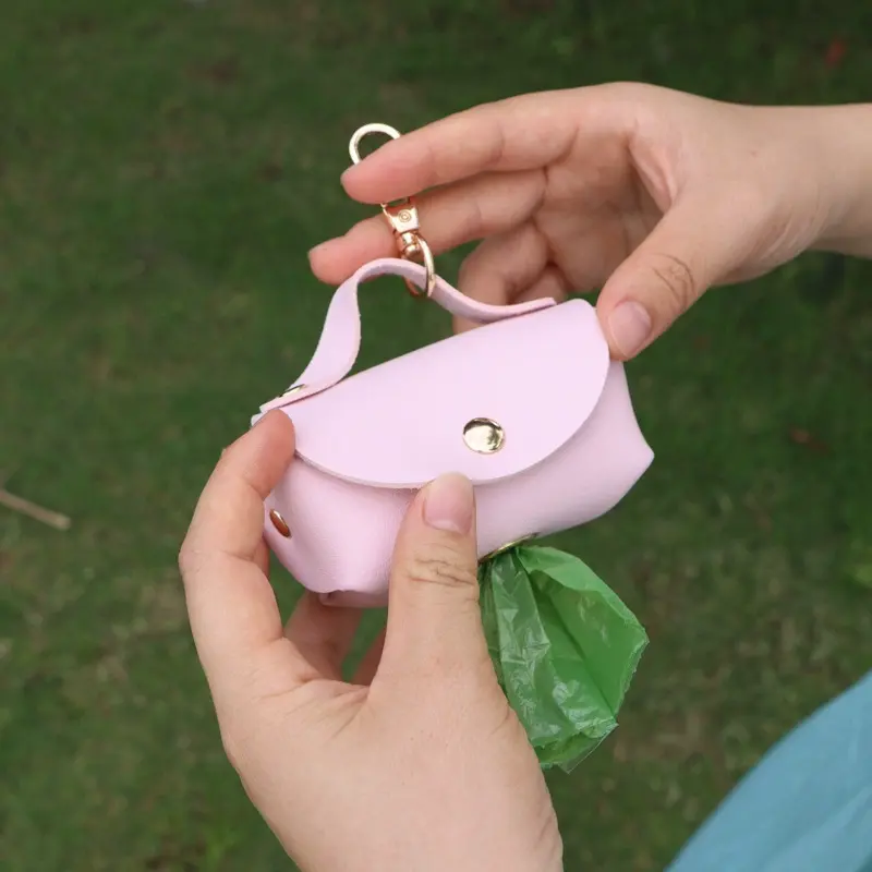 Faux Leather Pet Poop Bag Holder with Dispenser for Dog Bags Stylish Pet Bag Holder Portable Dog Poop Bag Organizer Supplies Pet