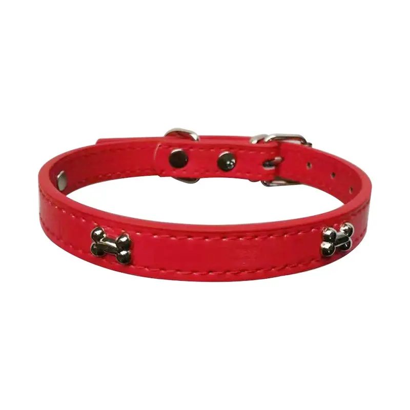 Bone Leather Durable Pet Dog Collars Puppy Pug Collars for Small Large Dog Chihuahua Cat Accessories Pet Collar for Small Dogs