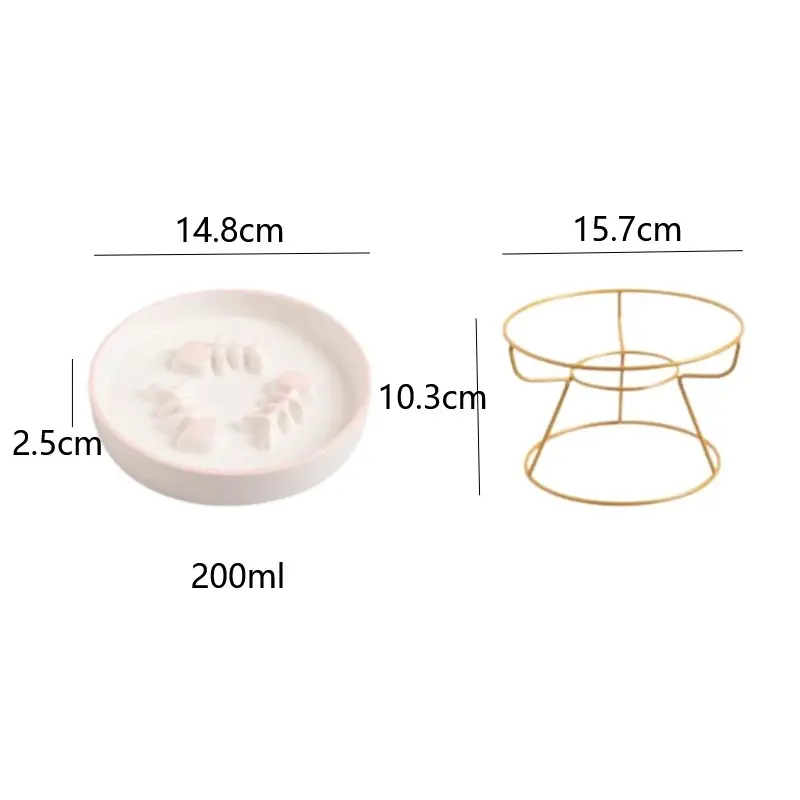 Ceramic Raised Pet Bowl Food Water Treats for Cats &amp.Dogs Supplies Outdoor Feeding Drinking Accessories Doggie Cat Stand Bowl