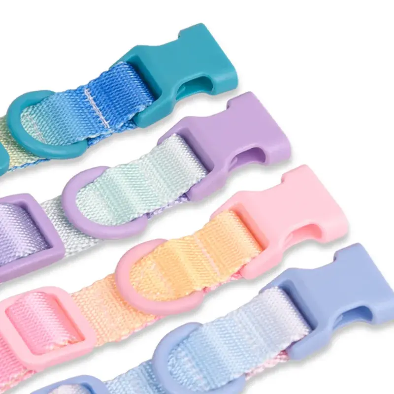 Nylon Dog Cat Collar Adjustable Cat Small Dog Leashes Gradient Pet Necklace Fashion Collars for Small Medium Large Dogs