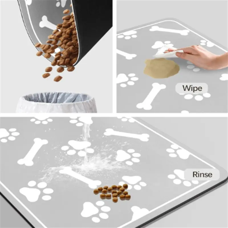 Bsorbent Pet Feeding Mat, Waterproof Placemat for Dog & Cat Food & Water Bowls, Quick-Dry Rubber Backing