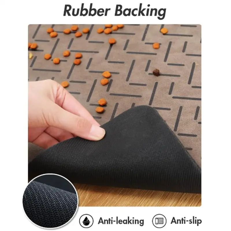 Bsorbent Pet Feeding Mat, Waterproof Placemat for Dog & Cat Food & Water Bowls, Quick-Dry Rubber Backing