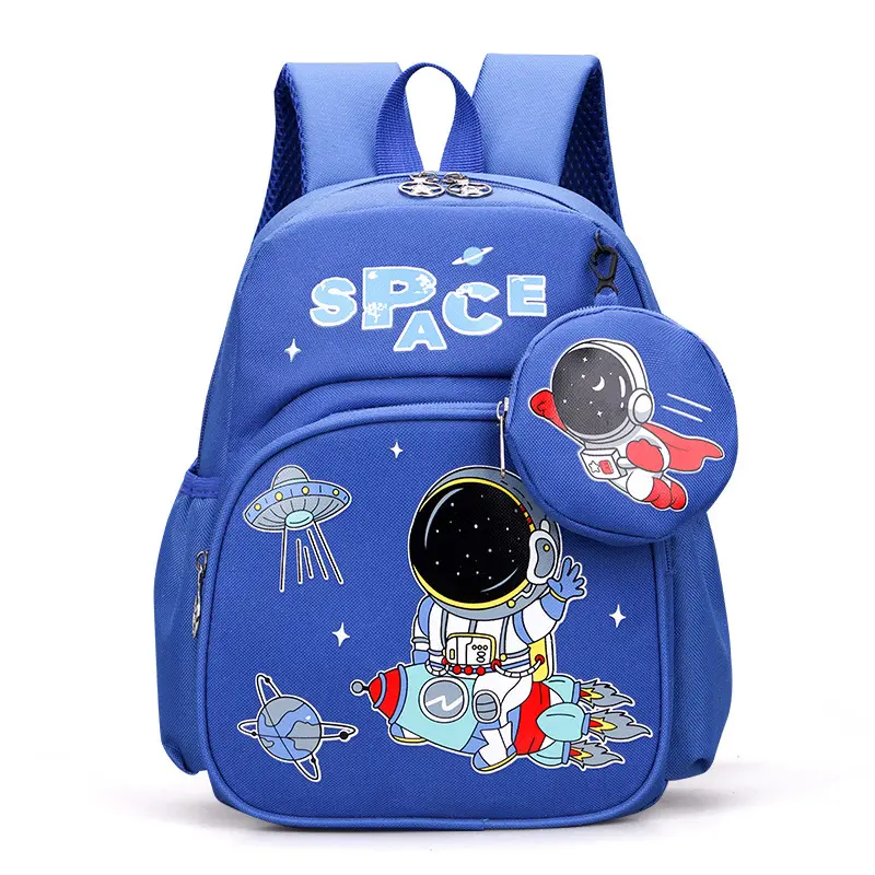 Children's Backpack Boys And Girls Kindergarten Backpack Cartoon Cute 3-5 Year Old Astronaut Backpack Nylon Zipper Backpack