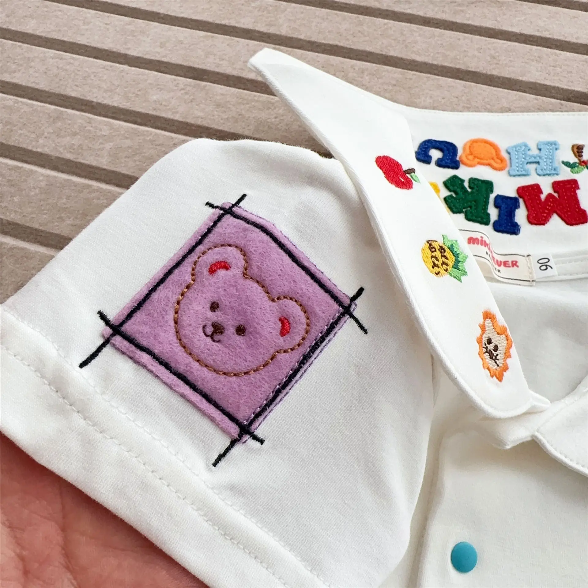 Japanese Baby Inner Shirt 2025 Summer New Cute Navy Bear Vacation Style Navy Collar Short Sleeved Shirt
