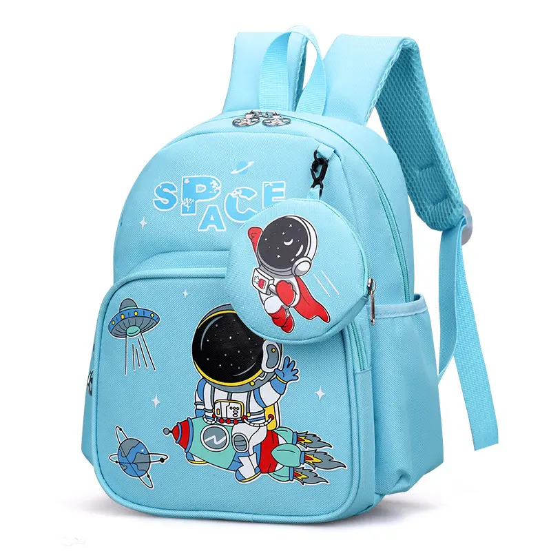 Children's Backpack Boys And Girls Kindergarten Backpack Cartoon Cute 3-5 Year Old Astronaut Backpack Nylon Zipper Backpack