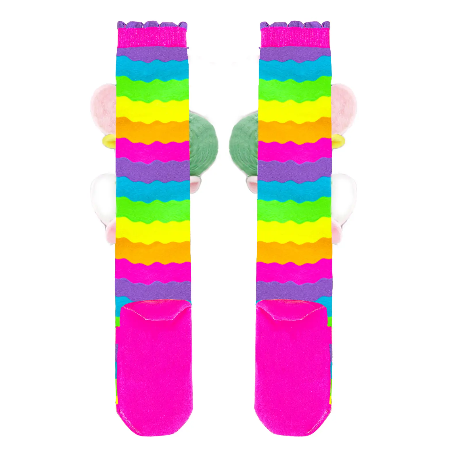 2025 New Candy Girls' Socks Knee length Mid tube Socks Girls' High Elasticity Cartoon Fashion Socks Rainbow Stripes Cute Socks
